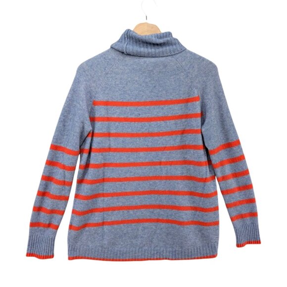 J.CREW Tipped Turtleneck Sweater Womens Blue Wool Alpaca Blend Pullover Sz S - Picture 2 of 9